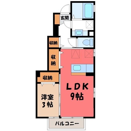 西川田駅 徒歩12分 1階の物件間取画像